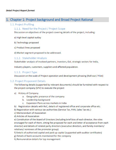 Detail Project Report Format