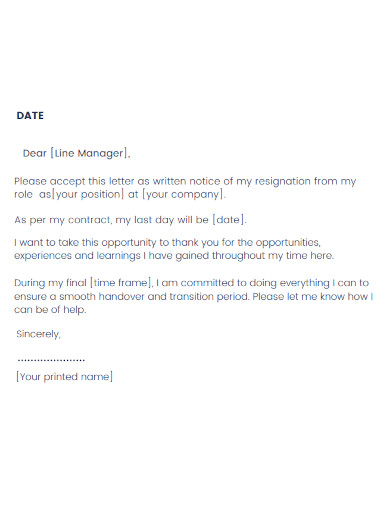 Employee Resignation Notice Letter