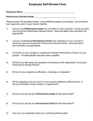 Employee Self Review Form