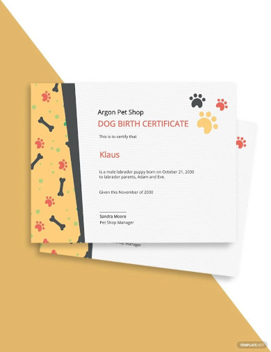 Free Dog Birth Certificate