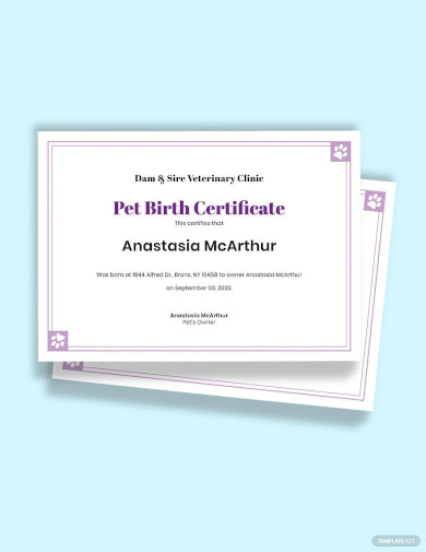 Free Pet Dog Birth Certificate