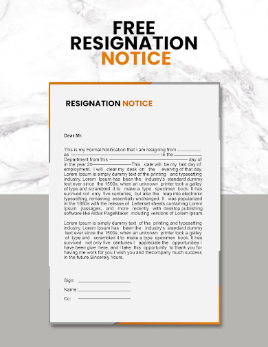 Free Resignation Notice1