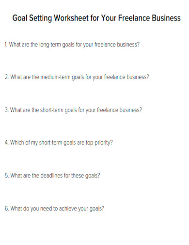 Freelance Business Goal Setting Worksheet
