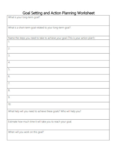 Goal Setting and Action Planning Worksheet