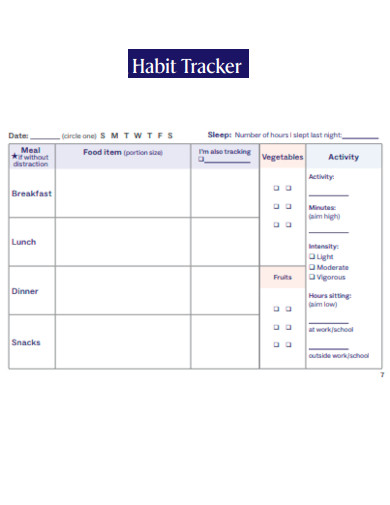 Habit Tracker Goal Chart