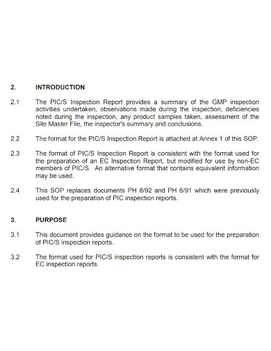 Inspection Report format