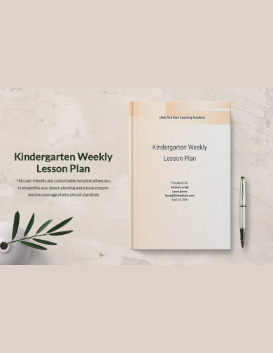 Kindergarten Weekly Lesson Plan
