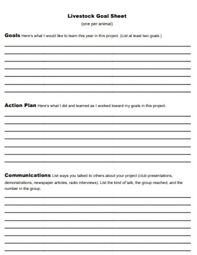 Livestock Goal Sheet