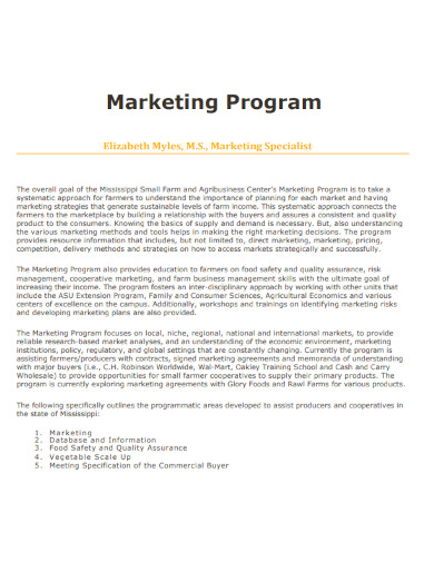 Marketing Program