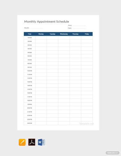 Monthly Appointment Schedule