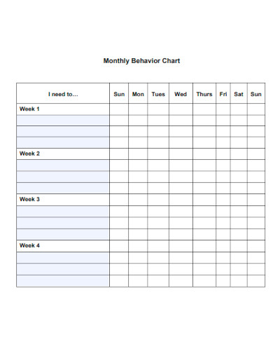 Monthly Behavior Chart For Kids