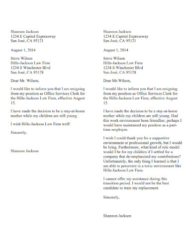 Office Employee Resignation Letter