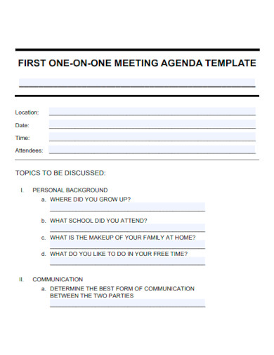One On One Meeting Agenda