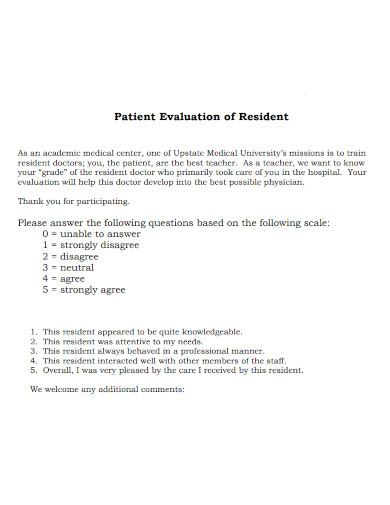 Patient Evaluation of Resident