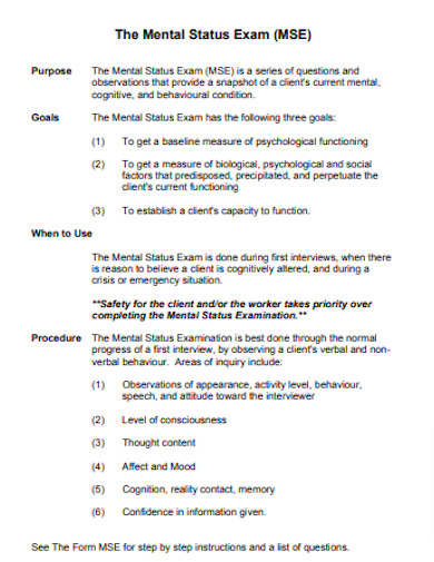 Printable Mental Status Exam