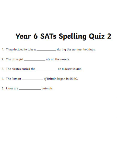 Printable Spelling Quiz