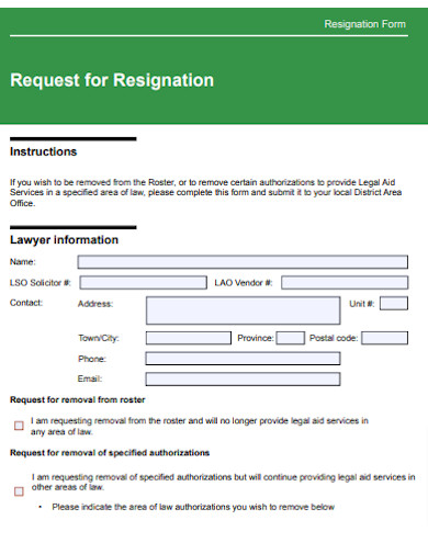 Request for Resignation