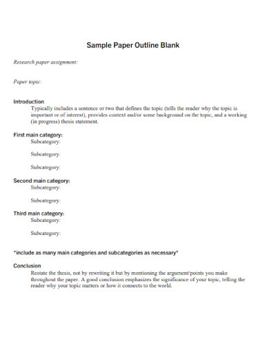 Sample Blank Paper Outline