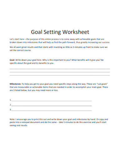 Sample Goal Setting Worksheet