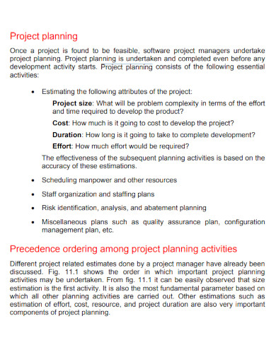 Sample Project Planning