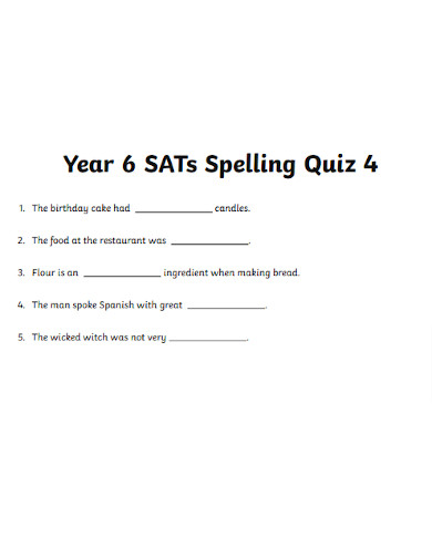 Sample Spelling Quiz