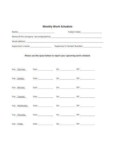 Sample Weekly Work Schedule
