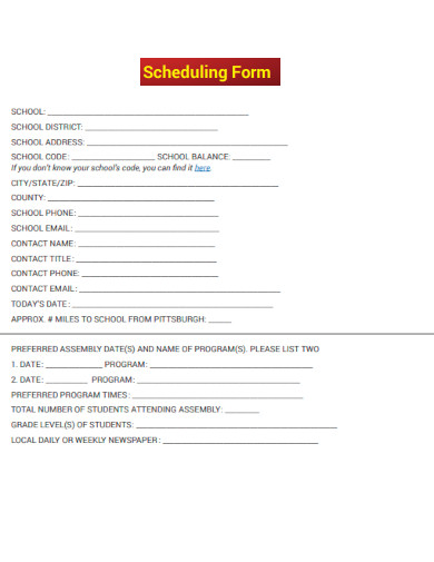 Scheduling Form
