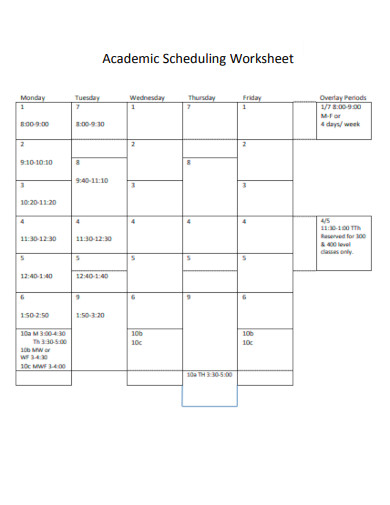 Scheduling Worksheet