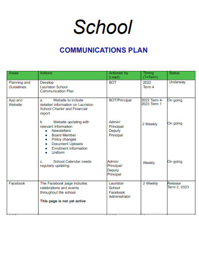 School Communication Plan