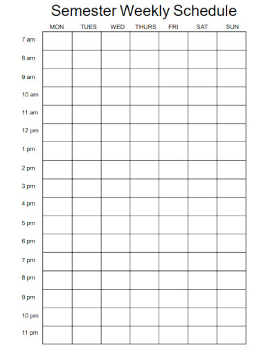 Semester Weekly Work Schedule