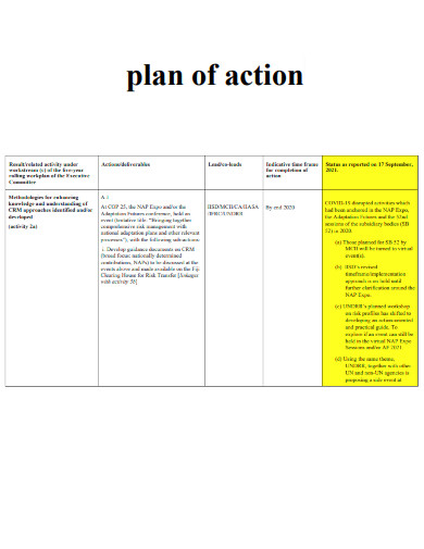 Simple Plan of Action