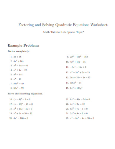 Solving Equations Worksheet in PDF