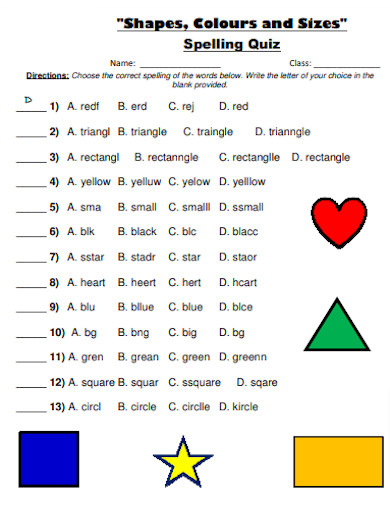 Spelling Quiz Shapes