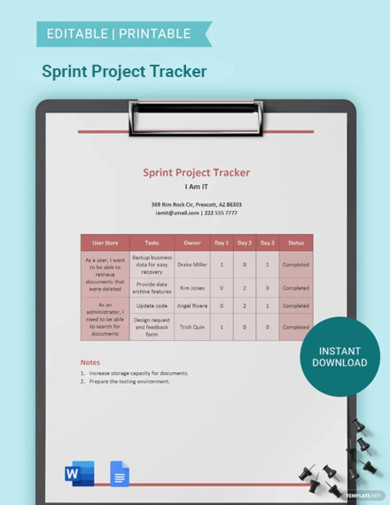 Sprint Project Tracker Template