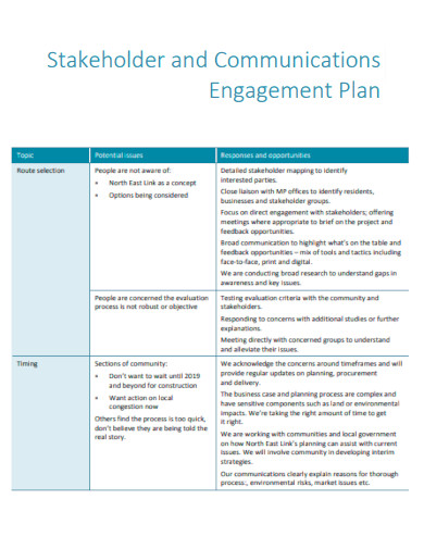Stakeholder and Communications Engagement Plan