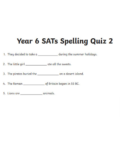 Standard Spelling Quiz