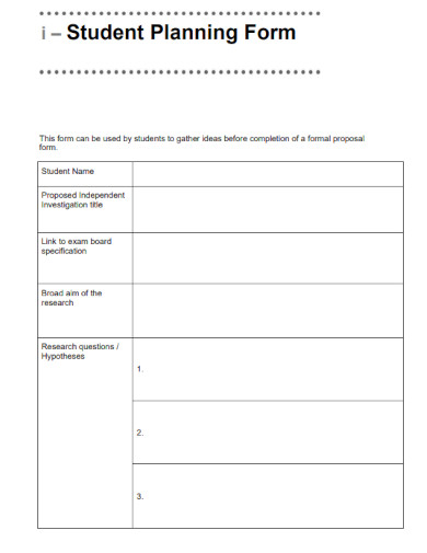 Student Planning Form