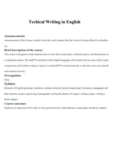 Techical Writing in English