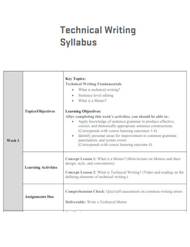 Technical Writing Syllabus