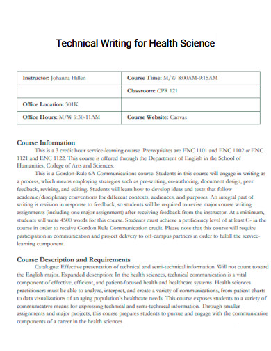 Technical Writing for Health Science