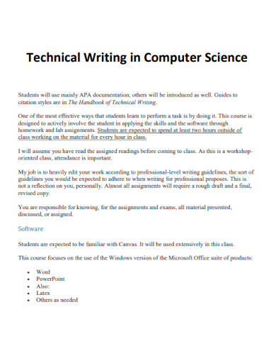 Technical Writing in Computer Science