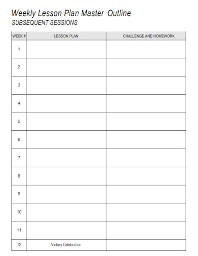 Weekly Lesson Plan Outline