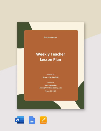 Weekly Teacher Lesson Plan