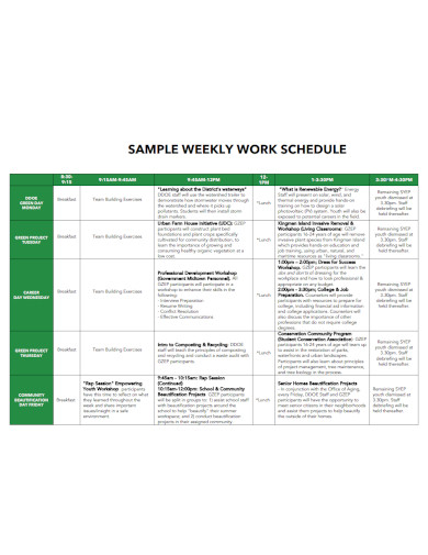 Weekly Work Schedule Example