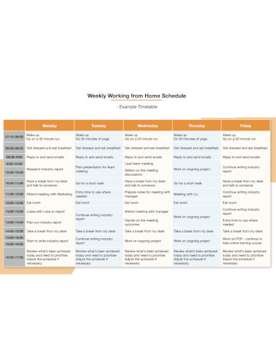 Weekly Working from Home Schedule