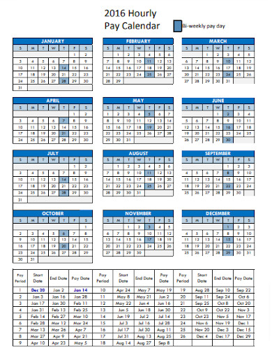 Bi weekly Hourly Calendar