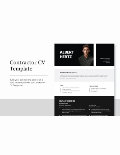 Contractor CV Format