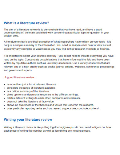 Good Literature Review Outline
