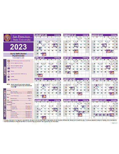 Hourly Staff Calendar