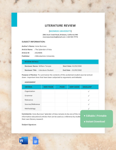 Literature Review Outline